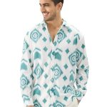 Casual Printed Textured Fabric Shirt for Men Regular Fit Cotton Blend (White)