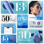 Newly Launched Bassbuds Prism TWS Earbuds with 3D AudioScape, 45Hrs Playtime, TruTalk AI-ENC Calls, 50ms Low Latency Sync, BT5.3, Type-C Fast Charging, Voice Asst. & IPX5 Water Resistant (Blue) - Image 2