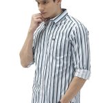 Men's Cotton Slim Fit Multi Striped Full Sleeves Cutaway Collar Casual Shirt