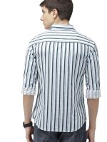 Men's Cotton Slim Fit Multi Striped Full Sleeves Cutaway Collar Casual Shirt - Image 2