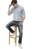 Men's Cotton Slim Fit Multi Striped Full Sleeves Cutaway Collar Casual Shirt - Image 4