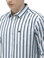 Men's Cotton Slim Fit Multi Striped Full Sleeves Cutaway Collar Casual Shirt - Image 3
