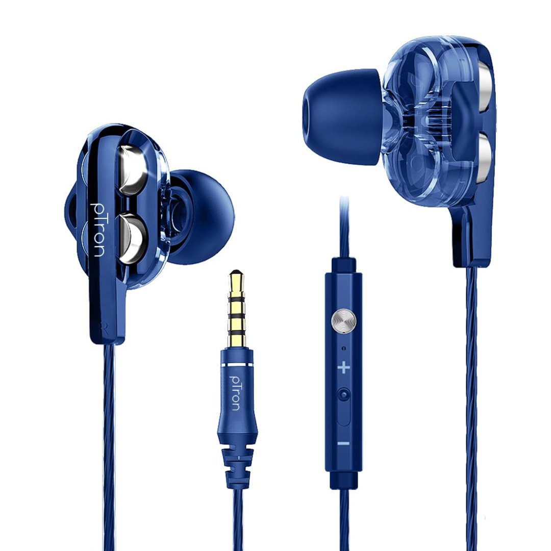 UltimaDarkBlue1 Boom Ultima 4D Dual Driver, in Ear Gaming Wired Headphones with in-Line Mic, Volume Control & Passive Noise Cancelling Boom 3 Earphones - (Dark Blue) - Image 1