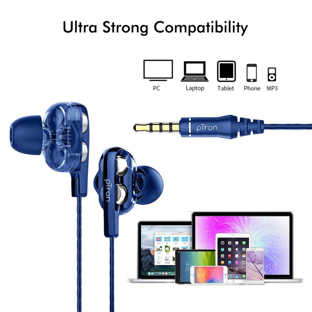 UltimaDarkBlue5 Boom Ultima 4D Dual Driver, in Ear Gaming Wired Headphones with in-Line Mic, Volume Control & Passive Noise Cancelling Boom 3 Earphones - (Dark Blue) - Image 4