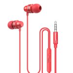 Moxie V50 Wired Earphones with Built in Mic, 10mm*2 Drivers, Passive Noise Cancellation, Deep Bass & Clear Sound, Ultra HD Mic Quality, 3.5mm AUX, Voice Assistant Enabled, 1.2 Mtr (Red)