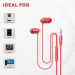 Moxie V50 Wired Earphones with Built in Mic, 10mm*2 Drivers, Passive Noise Cancellation, Deep Bass & Clear Sound, Ultra HD Mic Quality, 3.5mm AUX, Voice Assistant Enabled, 1.2 Mtr (Red) - Image 4