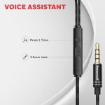 Moxie V50 Wired Earphones with Built in Mic, 10mm*2 Drivers, Passive Noise Cancellation, Deep Bass & Clear Sound, Ultra HD Mic Quality, 3.5mm AUX, Voice Assistant Enabled, 1.2 Mtr (Black) - Image 3
