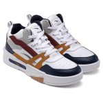 Men's MEXICO-11 Casual Sneaker Shoes with Synthetic Upper Lightweight Comfortable Mid Top Sneaker Shoes for Men's & Boy's (White Navy Mustard)