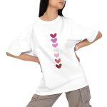 Women's 100% Pure Cotton Casual Printed Round Neck, Oversized Drop Shoulder Boho Style T-Shirt (White)