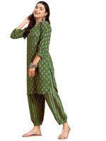 Women's Cotton Blend Printed Kurta Set (Green) - Image 4