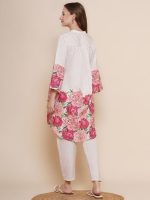 Women's Rayon Blend Straight Floral Printed Kurta with Pant Co-ords Set and Printed Kurti For Women (White) - Image 2