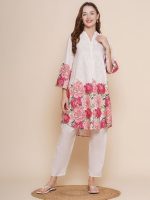 Women's Rayon Blend Straight Floral Printed Kurta with Pant Co-ords Set and Printed Kurti For Women (White) - Image 6