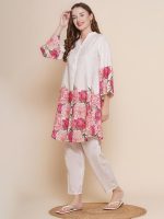 Women's Rayon Blend Straight Floral Printed Kurta with Pant Co-ords Set and Printed Kurti For Women (White) - Image 5